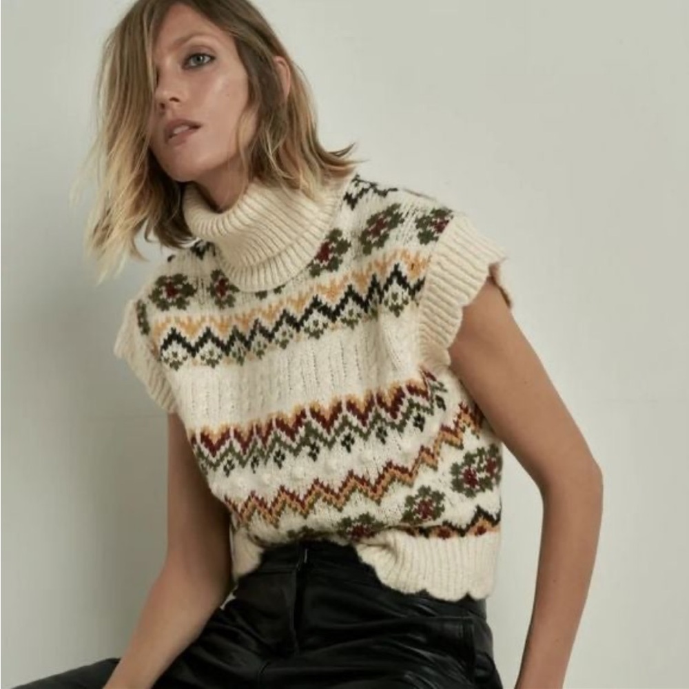 Chic Fair Isle Knit Sleeveless Sweater